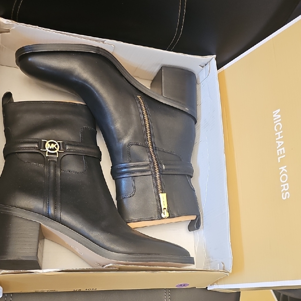 Michael Kors Black Ankle Booties with Chunky Heel